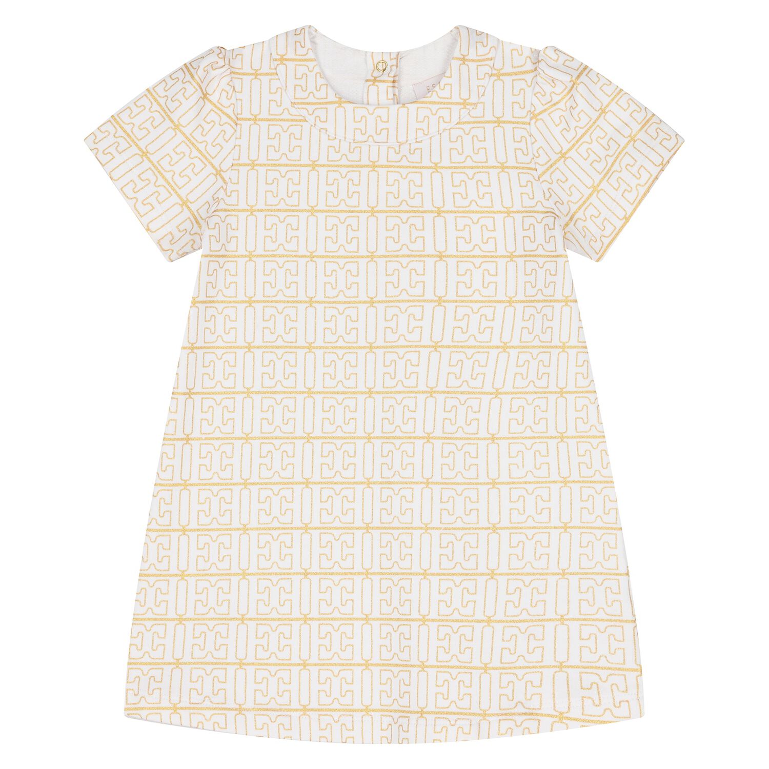 Younger Girls White & Gold Logo Dress, 1, hi-res image number null