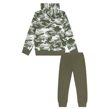 Boys Green Camouflage Tracksuit