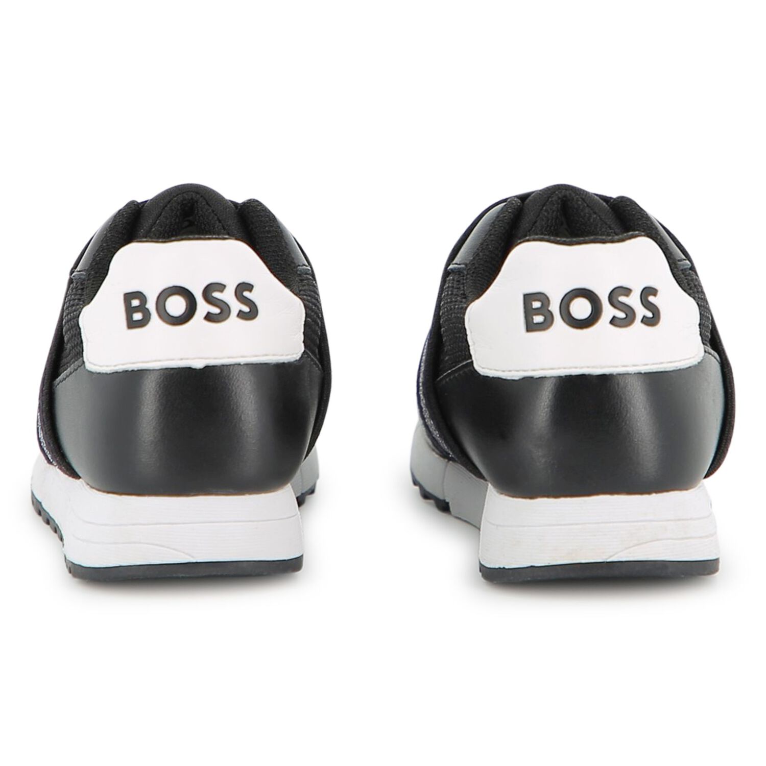 Boys Black Logo Trainers, 1, hi-res
