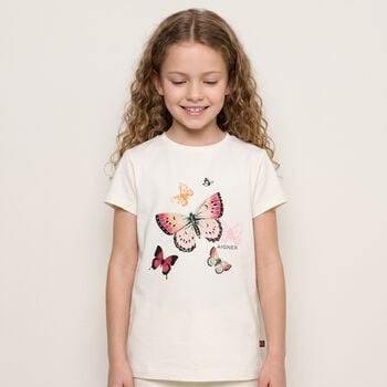 Girls Ivory Butterflies Logo T-Shirt
