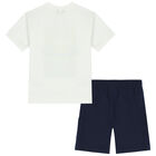 Boys Ivory & Navy Shorts Set, 1, hi-res