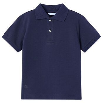 Boys Navy Cotton Polo Shirt