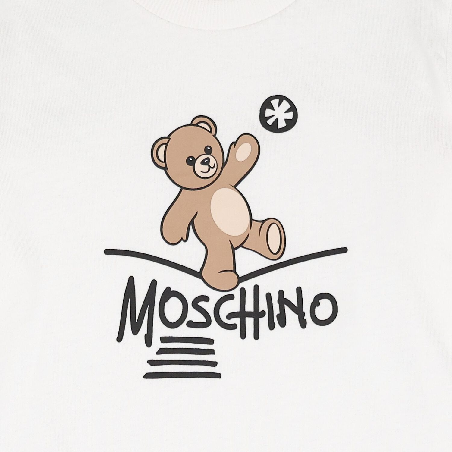 White Teddy Bear Logo Long Sleeve Top, 1, hi-res