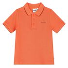 Younger Boys Orange Logo Polo Shirt, 2, hi-res