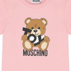 Girls Pink Teddy Bear Logo T-Shirt, 4, hi-res
