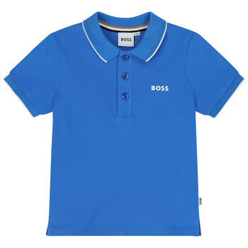 Younger Boys Blue Logo Polo Shirt