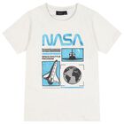 Boys White & Blue Nasa Shorts Set, 1, hi-res