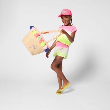 Girls Beige Straw Bag