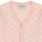 Baby Girls Pink Logo Jacquard Cardigan, 2, hi-res