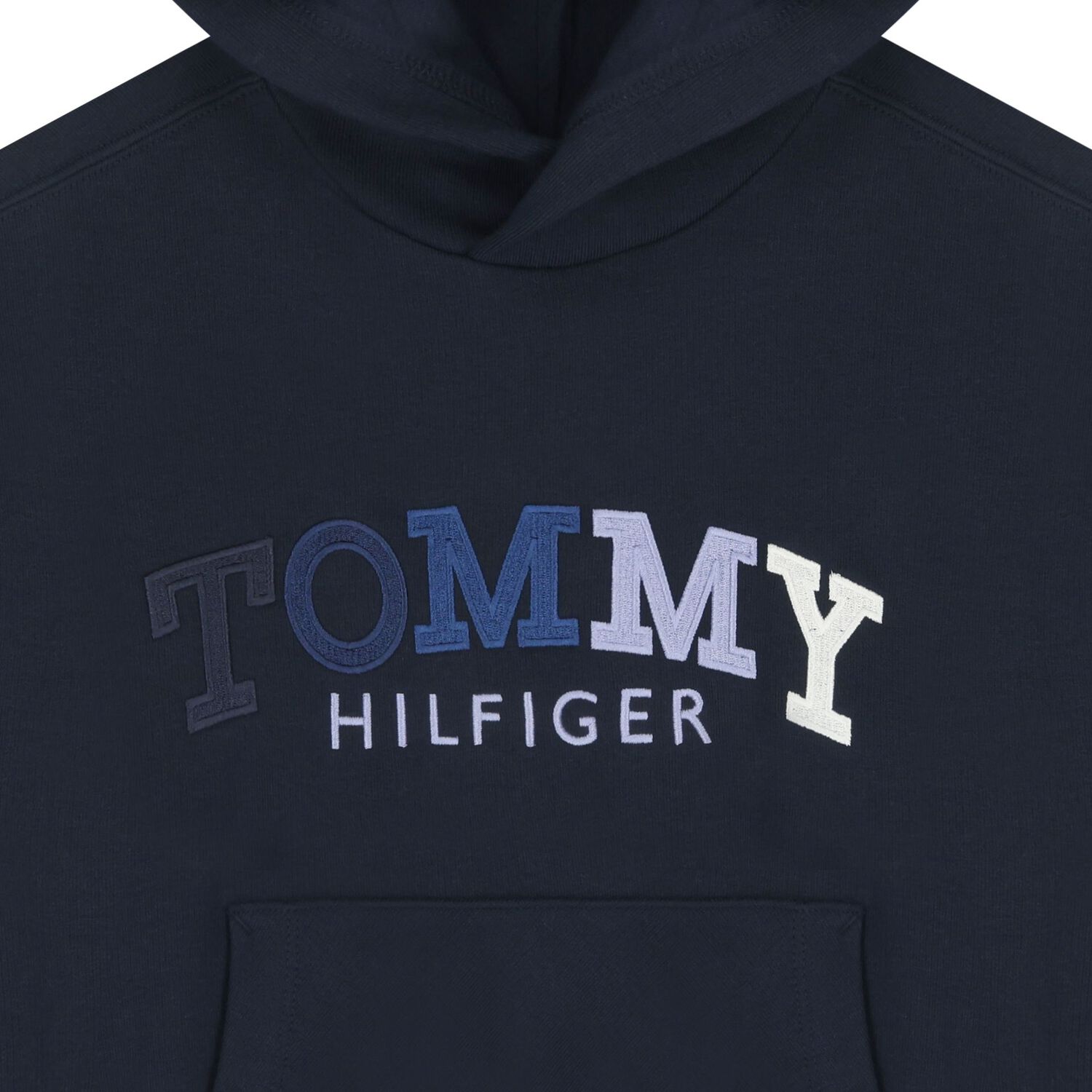 Boys Navy Blue Logo Hooded Top, 1, hi-res