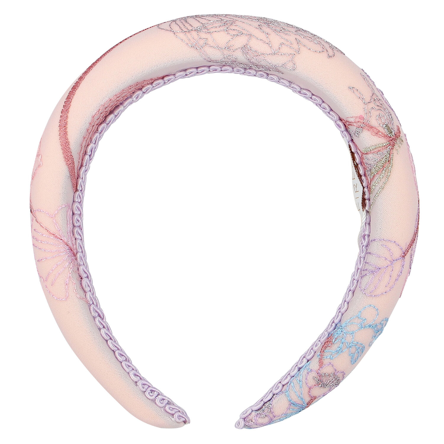 Girls Pink Floral Embroidered Headband, 1, hi-res image number null