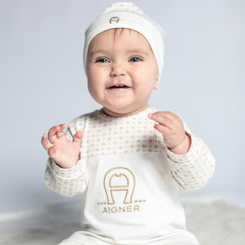 Ivory & Gold Logo Babygrow Gift Set