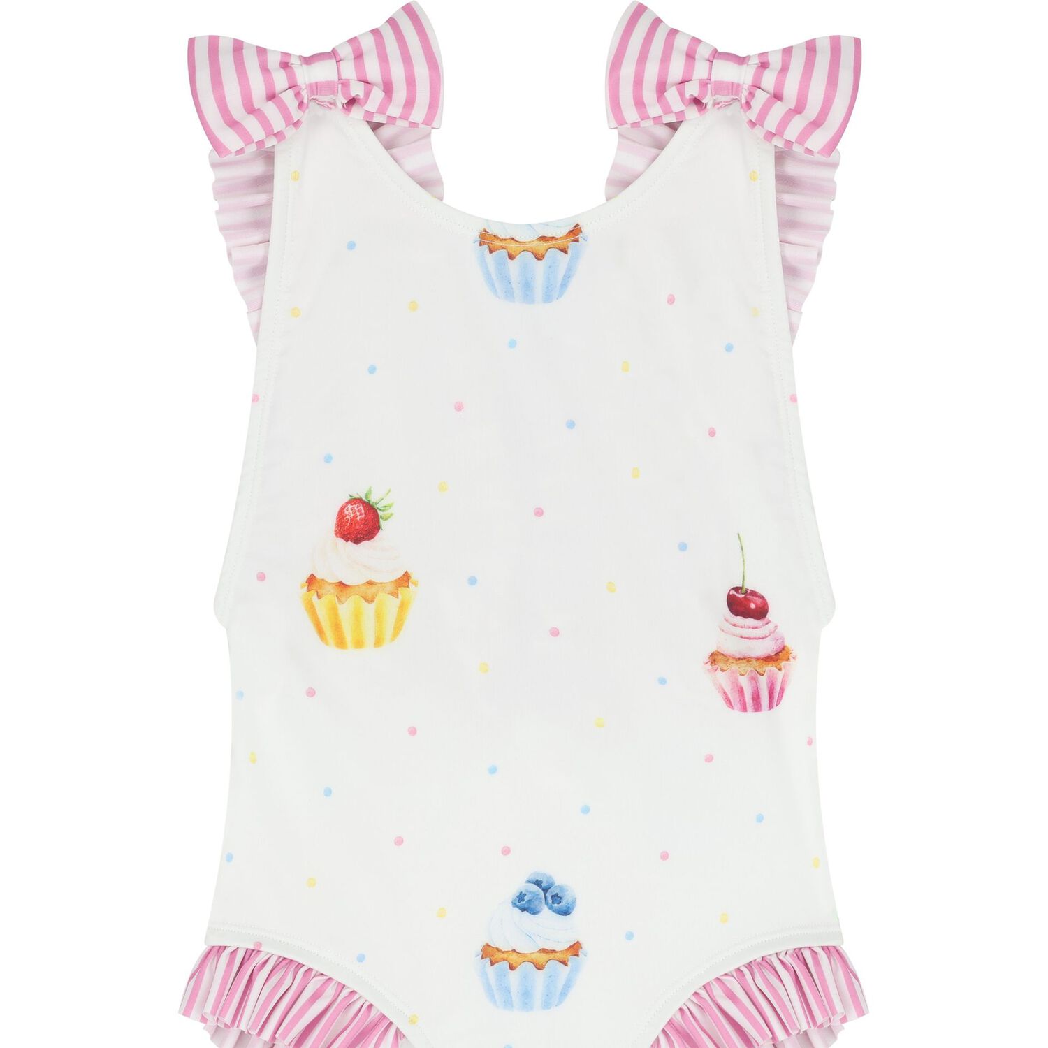 Girls White & Pink Cupcake Swimsuit, 1, hi-res image number null