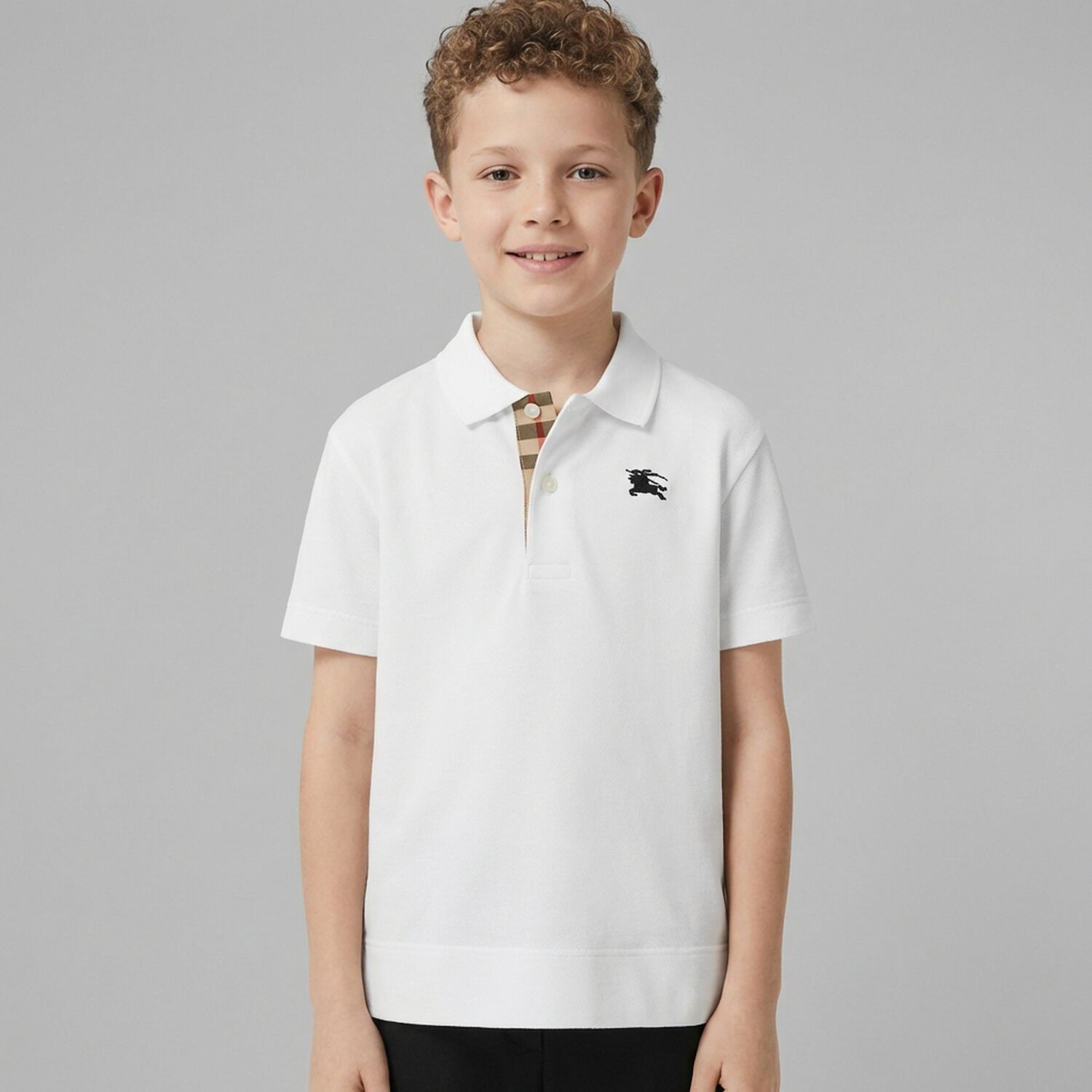 Boys White EKD Logo Polo Shirt, 1, hi-res
