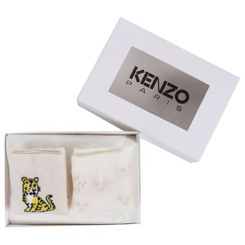 White & Ivory Tiger Logo Socks ( 2 Pack )