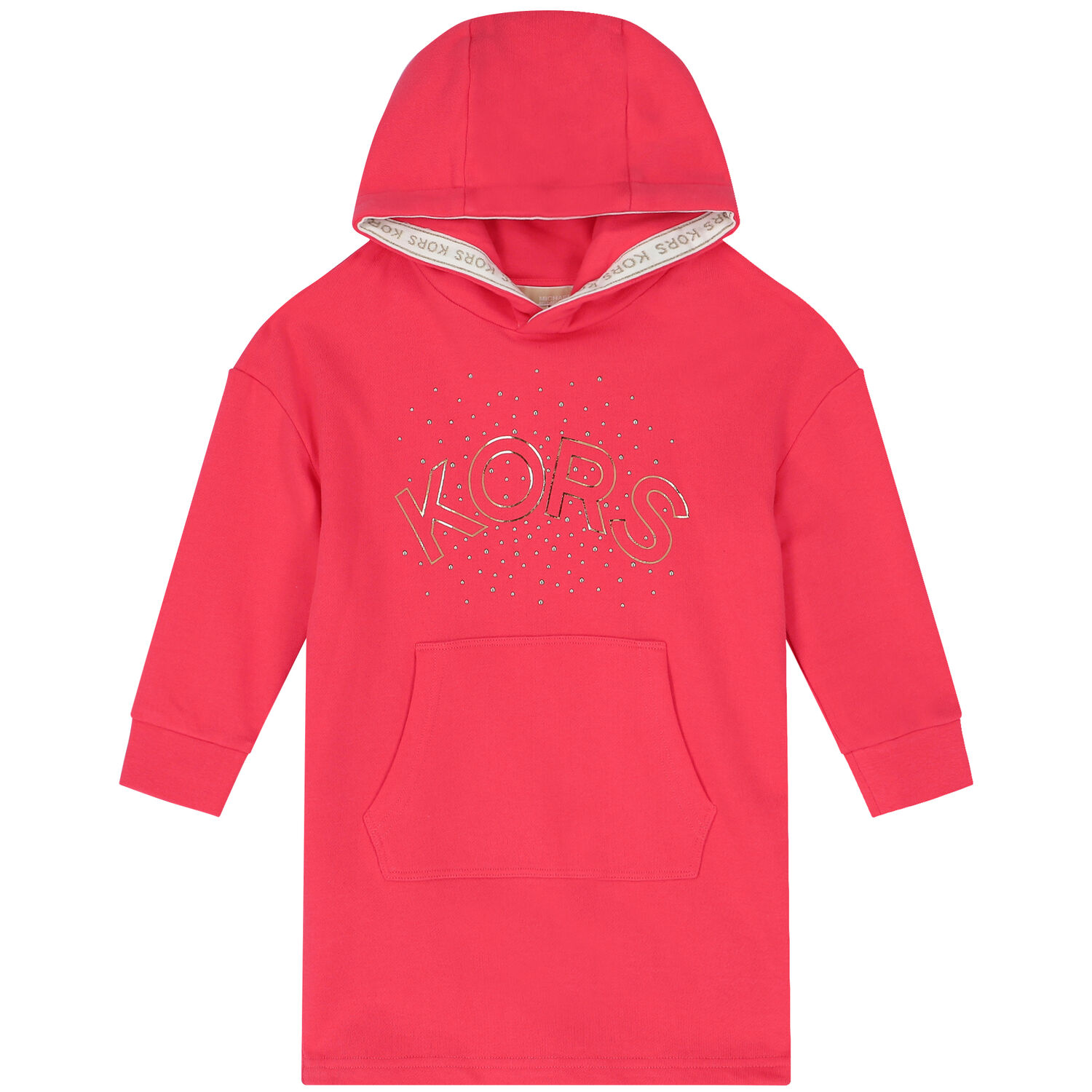 Girls Pink Logo Hooded Dress, 1, hi-res image number null