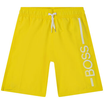 Boys Yellow Logo Swim Shorts