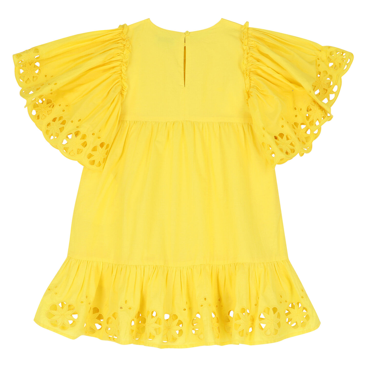Girls Yellow Cotton Dress, 1, hi-res