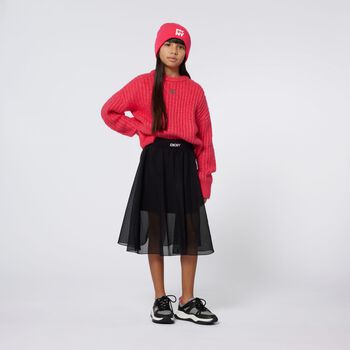 Girls Black Logo Mesh Skirt
