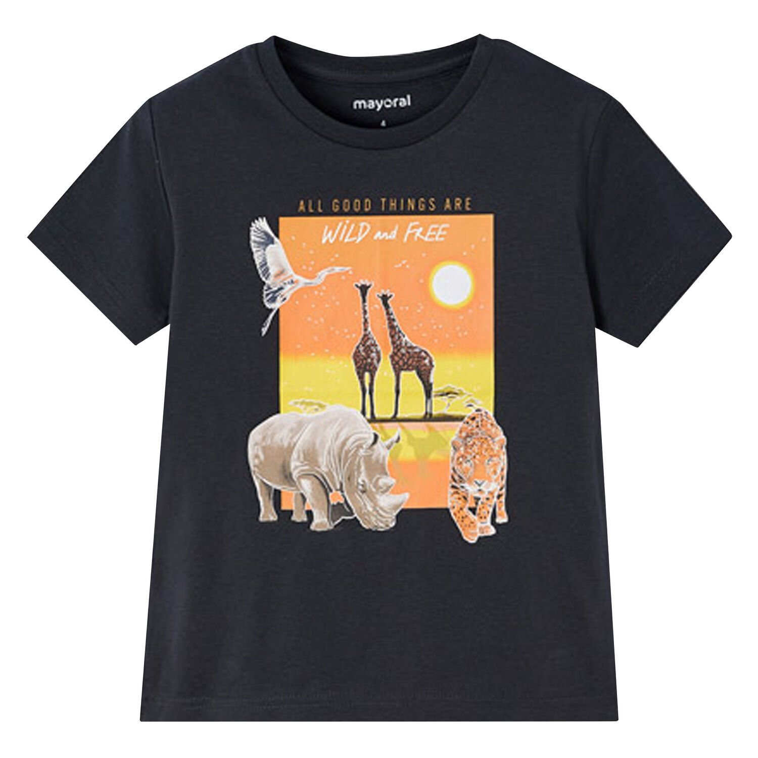 Boys Navy Animals T-Shirt, 1, hi-res image number null