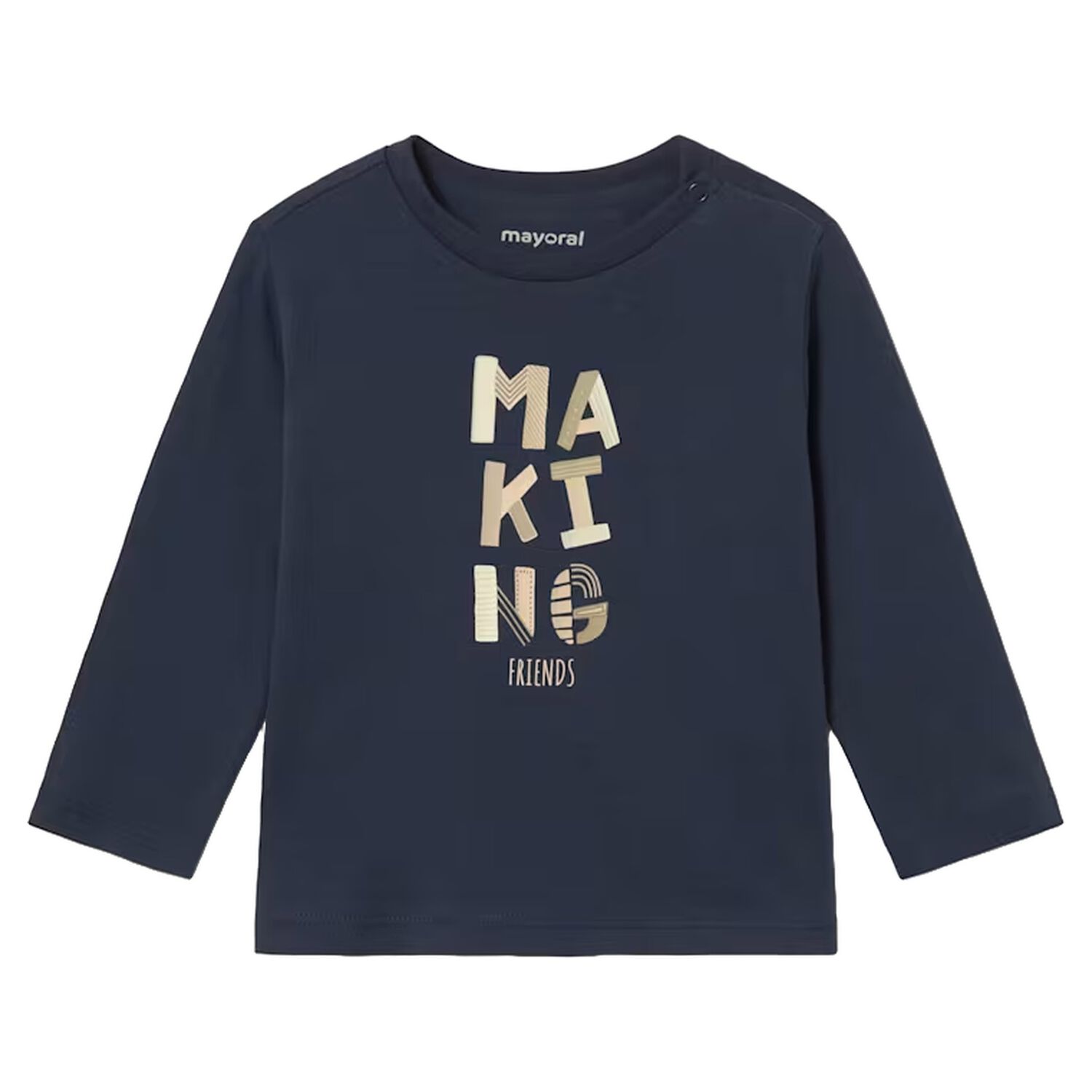 Younger Boys Navy Blue Slogan Long Sleeve Top, 3, hi-res