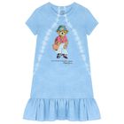 فستان بنات بطبعة الدب ياللون الأزرق, 1, hi-res
