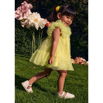 Younger Girls Yellow Ruffled Tulle Dress