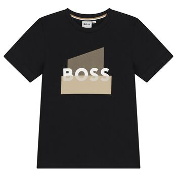 Boys Mini Me Black Logo T-Shirt