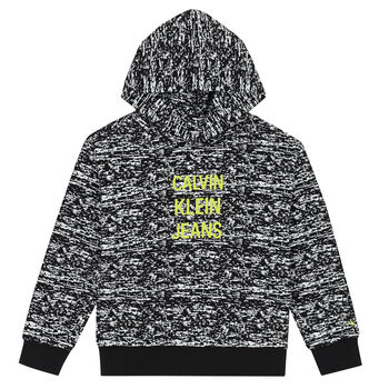 Boys Black & White Logo Hooded Top
