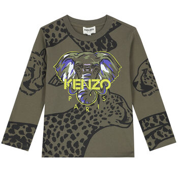 Boys Khaki Elephant Logo T-Shirt