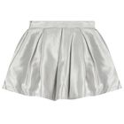 Girls Silver Metallic Bow Skirt Set, 1, hi-res