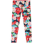 Girls Navy Blue & Red Floral Reversible Leggings, 1, hi-res
