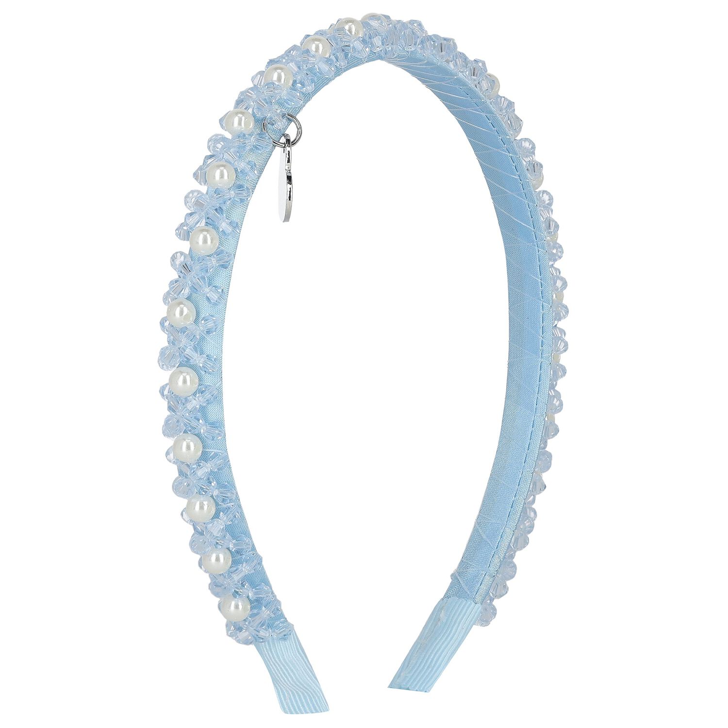 رابطة رأس بنات بطبعة لؤلؤ باللون الازرق, 1, hi-res