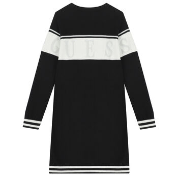 Girls Black Logo Knitted Sweatshirt Dress