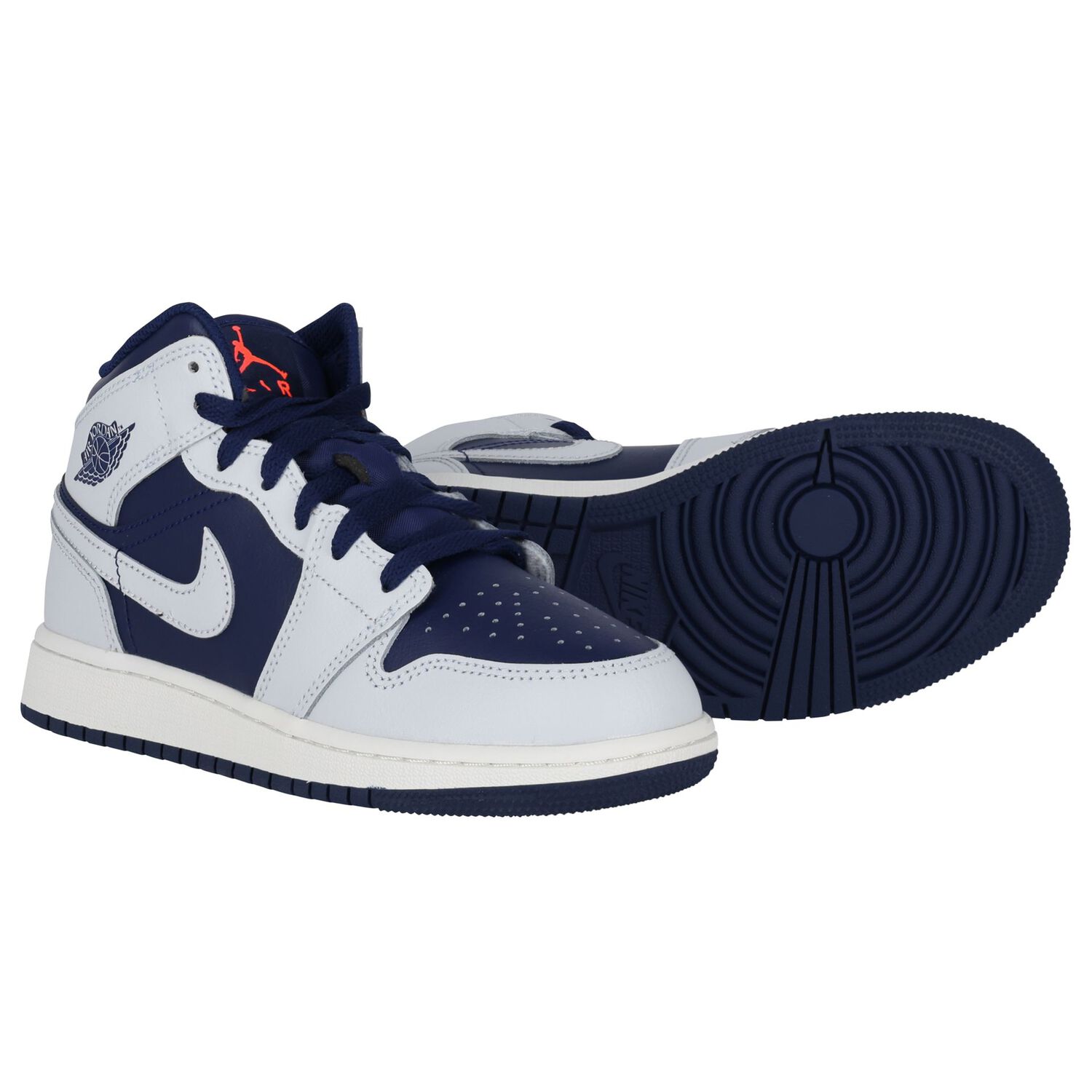 Blue & Grey Air Jordan 1 Mid Trainers, 4, hi-res