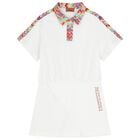 Girls White Logo Zig Zag Dress, 1, hi-res