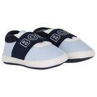 Baby Boys Blue Logo Canvas Pre Walker Shoes, 2, hi-res