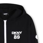 Black Logo Hooded Zip Up Top, 1, hi-res