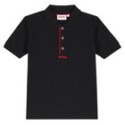 Boys Black Logo Polo Shirt, 1, hi-res