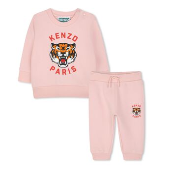 Younger Girls Pink Tiger Logo Tracksuit
