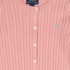 Girls Pink Logo Cable Knit Cardigan , 1, hi-res