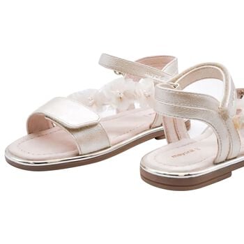 Girls Gold Metallic Floral Sandals