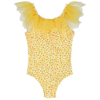 Girls Yellow Tulle Swimsuit