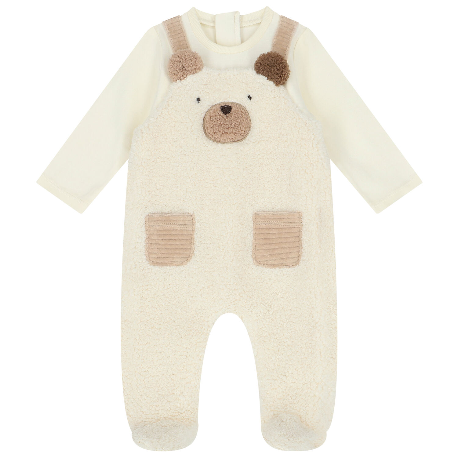 Ivory Teddy Sherpa Romper, 1, hi-res