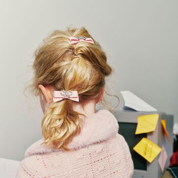 Girls Pink & Red Bow Hairclips (4 pack)