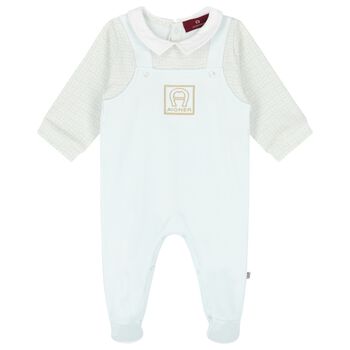 Baby Boys Blue Logo Babygrow