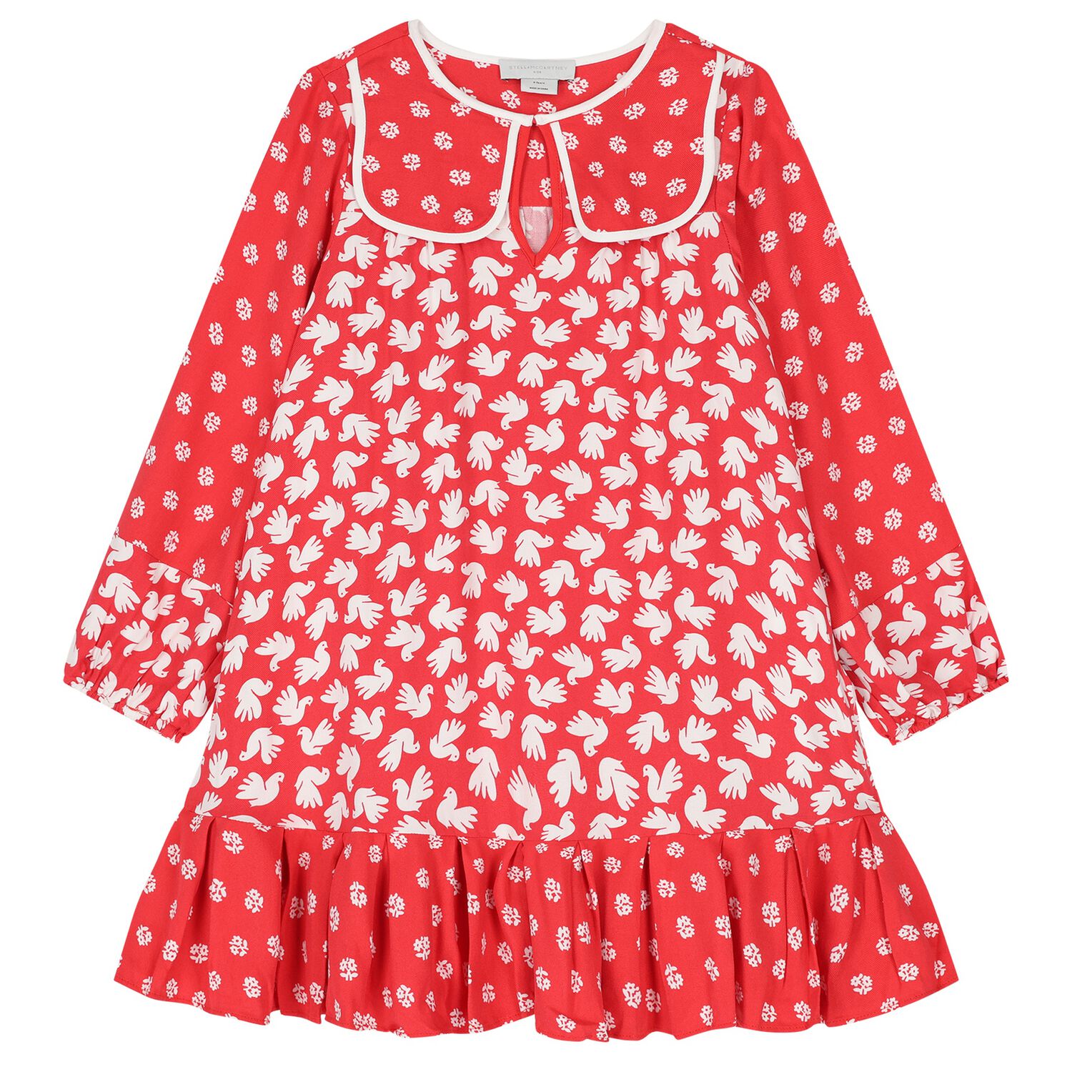 Girls Red Floral & Dove Dress , 1, hi-res