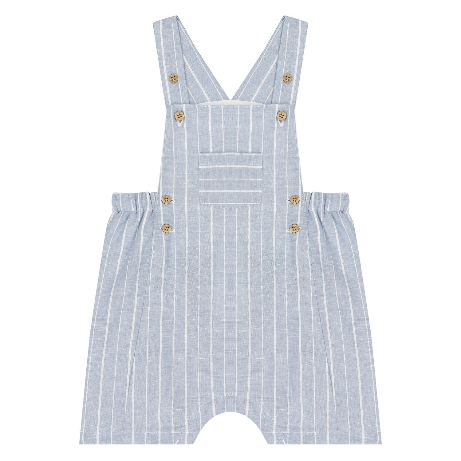 Baby Boys Blue & White Dungaree Set, 2, hi-res