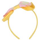 Girls Pink & Yellow Logo Bow Headband, 1, hi-res