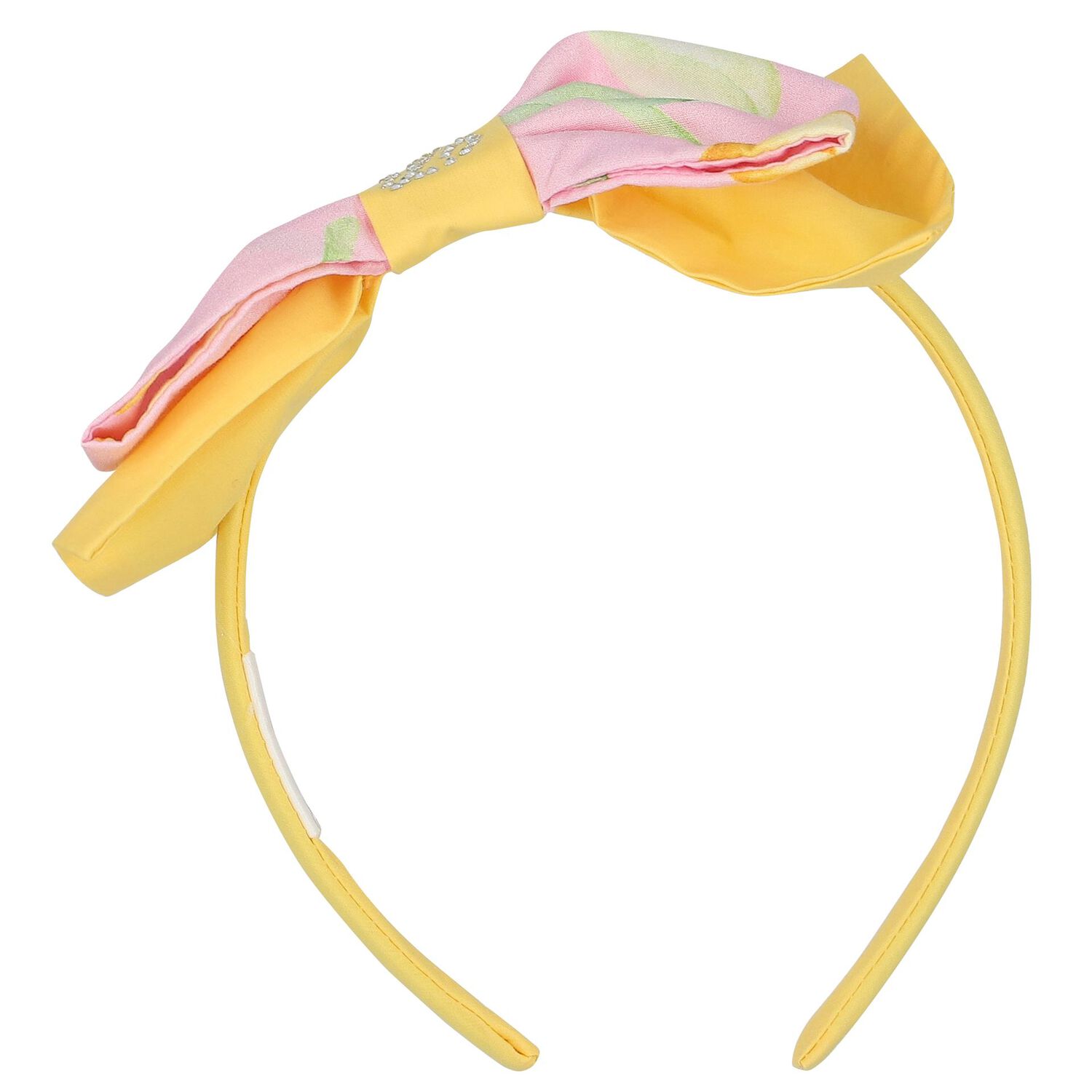 Girls Pink & Yellow Logo Bow Headband, 1, hi-res